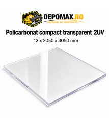 Policarbonat compact transparent 2UV 12 x 2050 x 3050 mm
